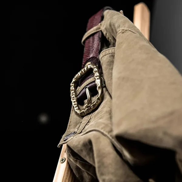 Exclusive Vintage Brass Buckle Rugged Full-Grain Leather Belt