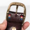 Exclusive Vintage Brass Buckle Rugged Full-Grain Leather Belt