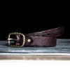 Exclusive Vintage Brass Buckle Rugged Full-Grain Leather Belt