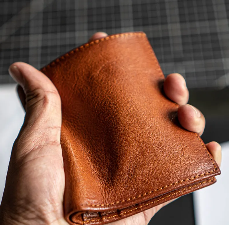 Fashionable Minimalist Soft Textured Genuine Leather Short Wallet