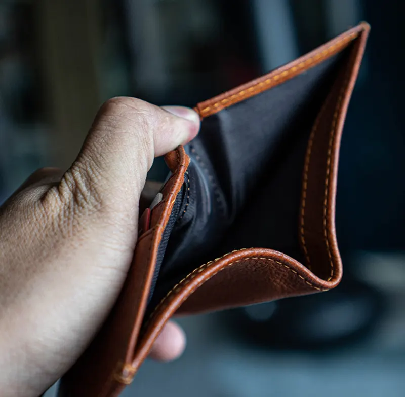 Fashionable Minimalist Soft Textured Genuine Leather Short Wallet