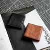 Fashionable Minimalist Soft Textured Genuine Leather Short Wallet
