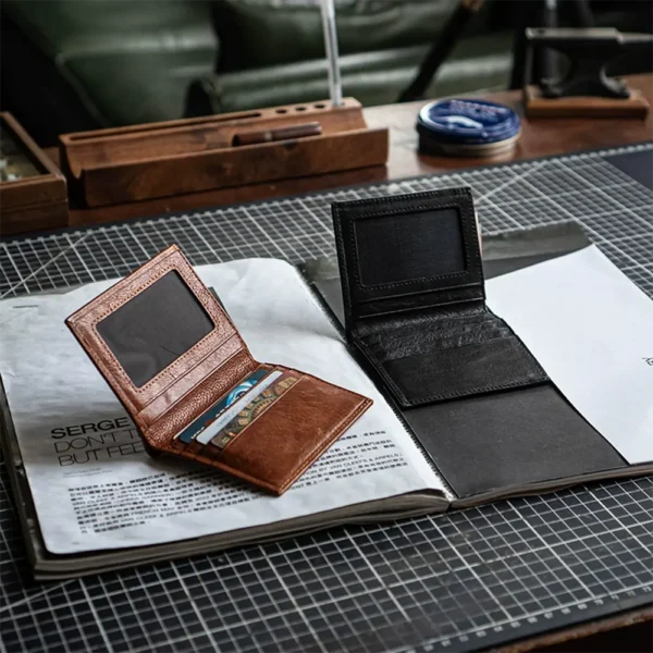 Fashionable Minimalist Soft Textured Genuine Leather Short Wallet