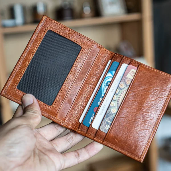 Fashionable Minimalist Soft Textured Genuine Leather Short Wallet