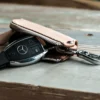 Hand-Stitched Genuine Leather Motorcycle Keychain with Zipper