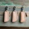 Hand-Stitched Genuine Leather Motorcycle Keychain with Zipper