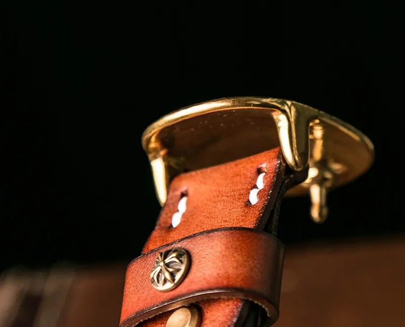 Handcrafted Custom Vintage Men's Belt with Hammered Buckle