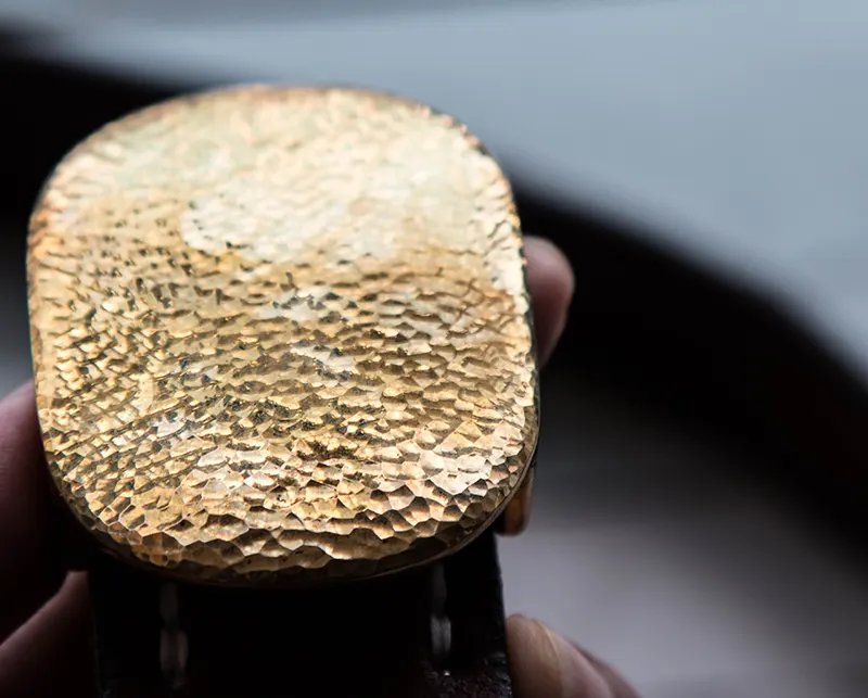 Handcrafted Custom Vintage Men's Belt with Hammered Buckle