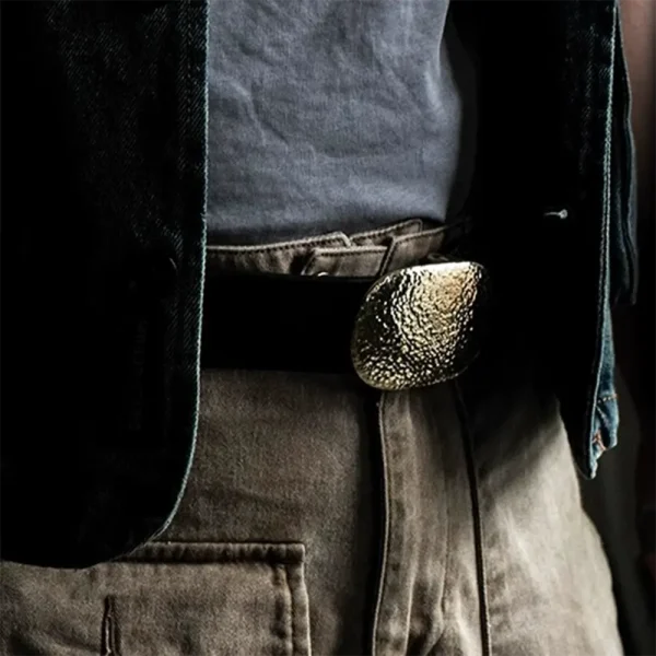 RSBE0389-z-02 Handcrafted Custom Vintage Men's Belt with Hammered Buckle