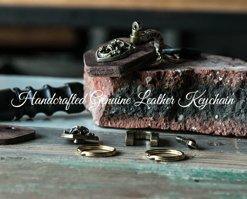 Handcrafted Full-Grain Genuine Leather Motorcycle Keychain