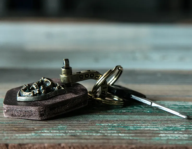 Handcrafted Full-Grain Genuine Leather Motorcycle Keychain