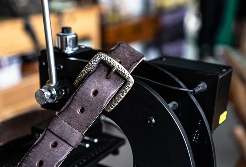 Handcrafted Full-Grain Leather Belt with Hammered Brass Buckle