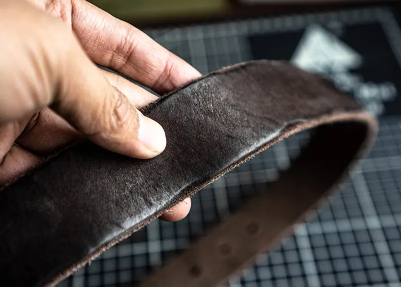 Handcrafted Full-Grain Leather Belt with Hammered Brass Buckle