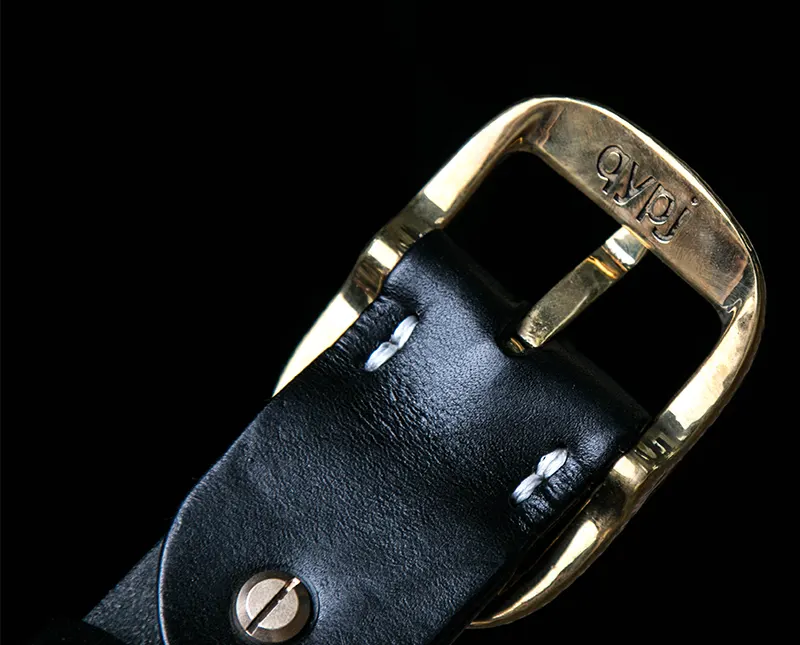 Handcrafted Full-Grain Leather Belt with Hammered Brass Buckle