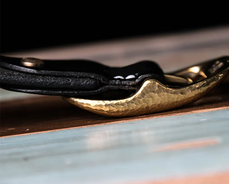 Handcrafted Full-Grain Leather Belt with Hammered Brass Buckle