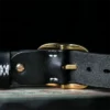 Handcrafted Full-Grain Leather Belt with Hammered Brass Buckle