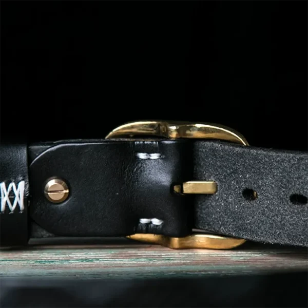 Handcrafted Full-Grain Leather Belt with Hammered Brass Buckle