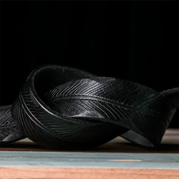 Handcrafted Full-Grain Leather Belt with Hammered Brass Buckle