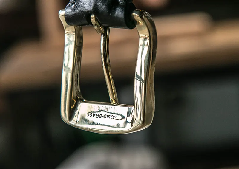 Handcrafted Genuine Leather Belt with Hammered Brass Buckle