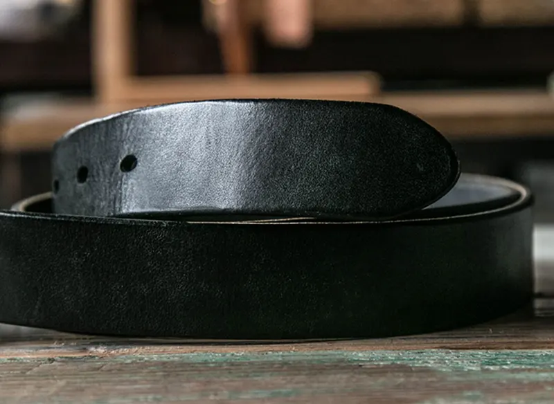 Handcrafted Genuine Leather Belt with Hammered Brass Buckle