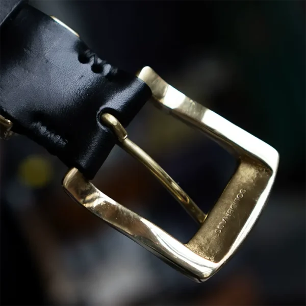 Handcrafted Genuine Leather Belt with Hammered Brass Buckle