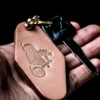 RSAS0486 Handcrafted Niche Leather Horseshoe Buckle Motorcycle Keychain