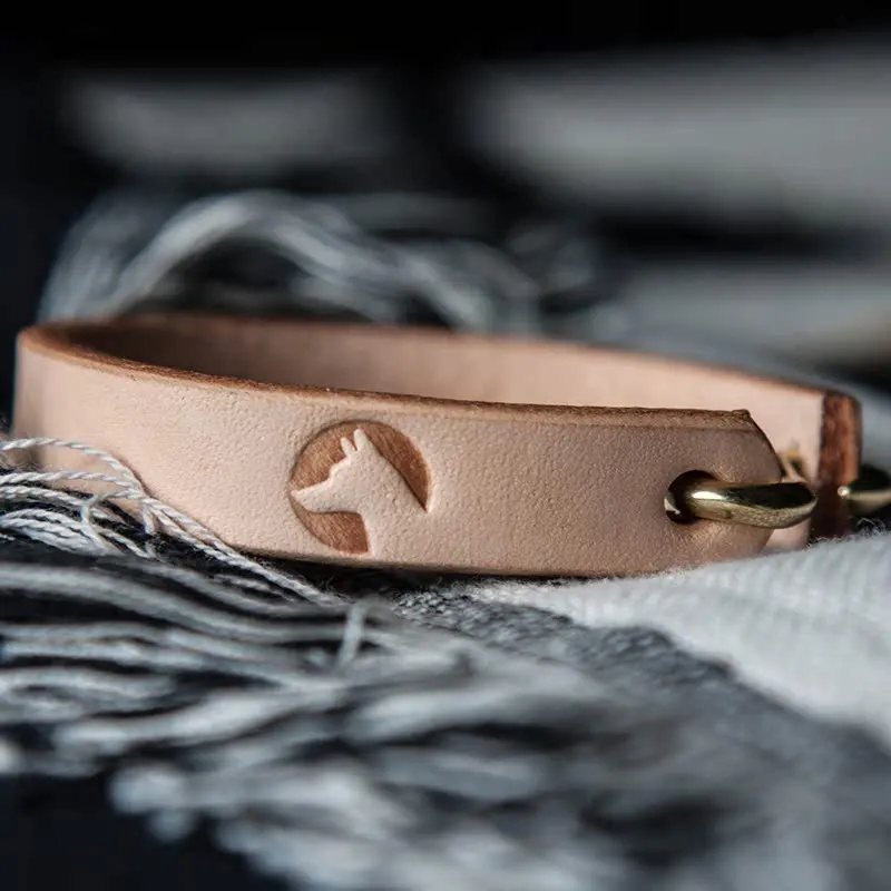 Handcrafted Polished Leather Wristband Unique Vintage Bracelet