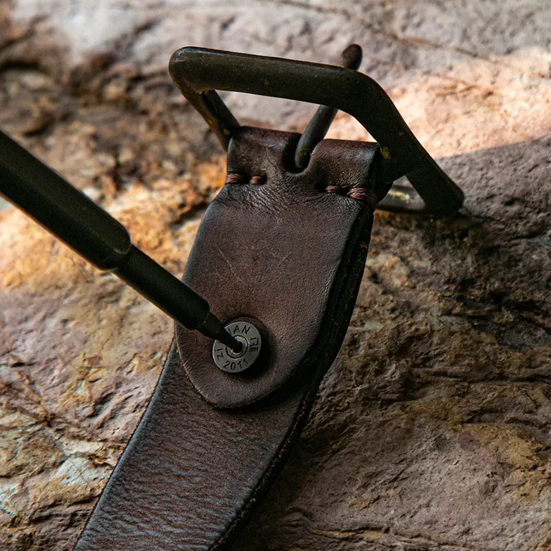 Handcrafted Unique Vintage Leather Belt with Etched Brass Buckle