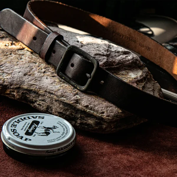 Handcrafted Unique Vintage Leather Belt with Etched Brass Buckle