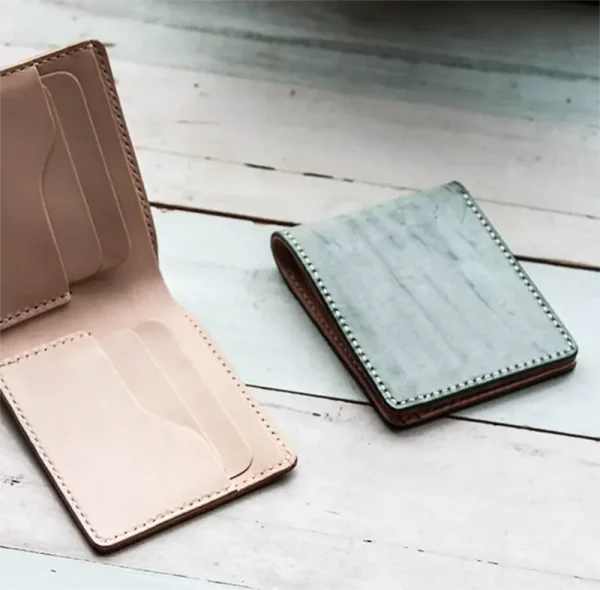 Handcrafted Waxed Full-Grain Leather Short Wallet Green