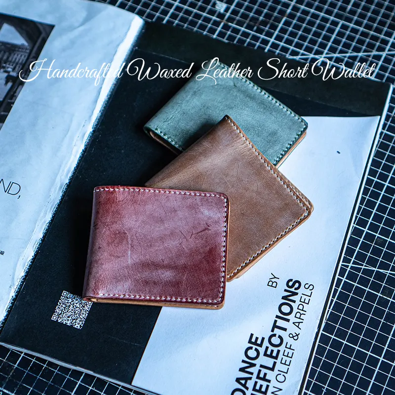 Handcrafted Waxed Full-Grain Leather Short Wallet