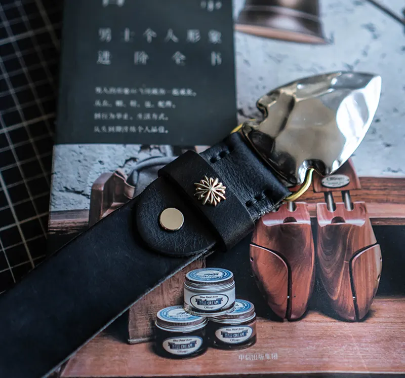 Rugged Niche Men's Cowhide Belt with Stainless Steel Buckle