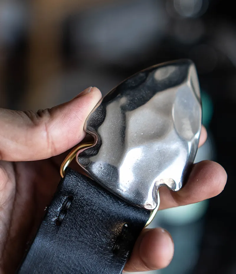 Rugged Niche Men's Cowhide Belt with Stainless Steel Buckle