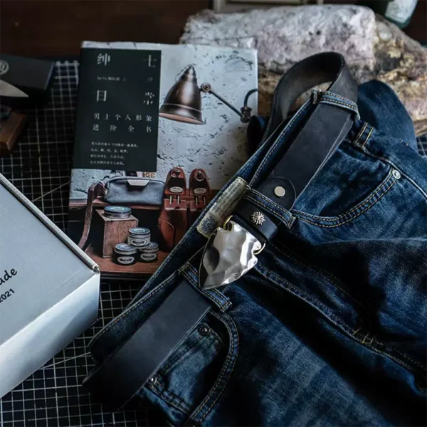 RSBE0481-z-01 Rugged Niche Men's Cowhide Belt with Stainless Steel Buckle