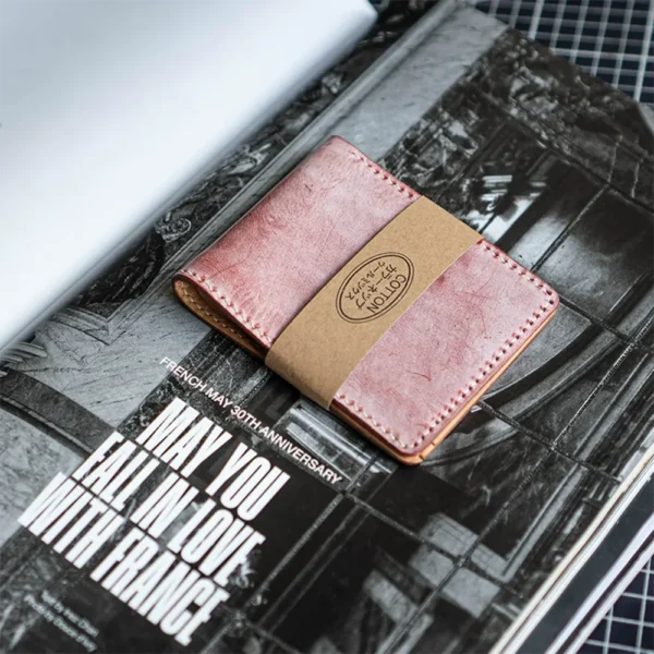 RSWL0684 Japanese Unique Handmade Fog Waxed Leather Men's Wallet Red