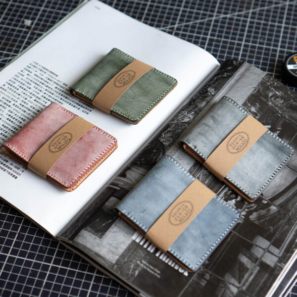 RSWL0681-z-02 Japanese Unique Handmade Fog Waxed Leather Men's Wallet