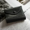 Limited Handcrafted Soft Textured Leather Short Bi-Fold Wallet Black