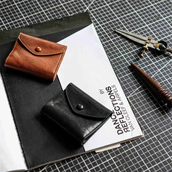 Limited Handcrafted Soft Textured Leather Short Bi-Fold Wallet