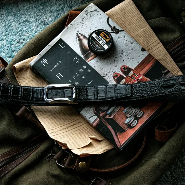 Luxury Business Full-Grain Leather Belt with Automatic Buckle