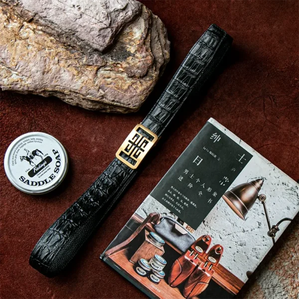 Luxury Business Full-Grain Leather Belt with Automatic Buckle