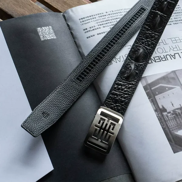 Luxury Business Full-Grain Leather Belt with Automatic Buckle