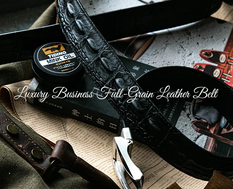 Luxury Business Full-Grain Leather Belt with Automatic Buckle