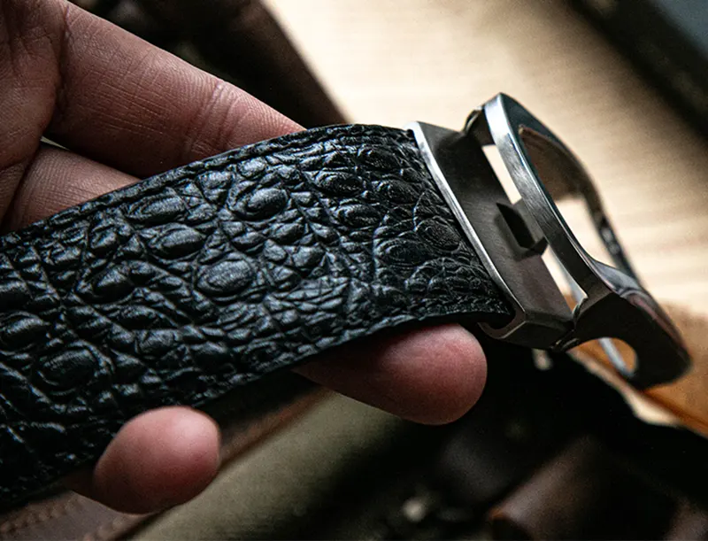 Luxury Business Full-Grain Leather Belt with Automatic Buckle