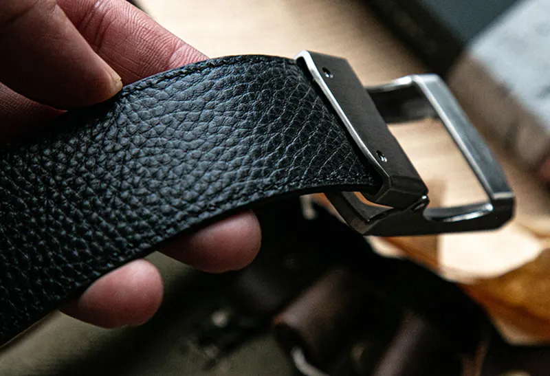 Luxury Business Full-Grain Leather Belt with Automatic Buckle