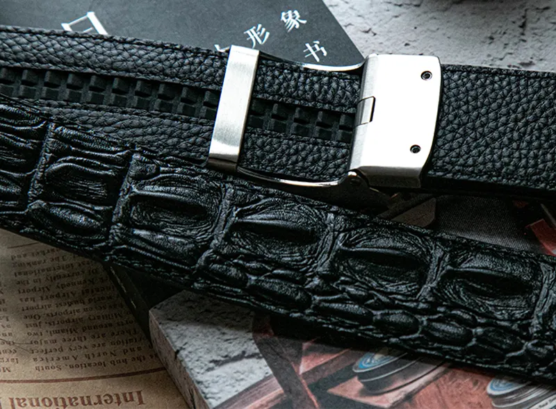 Luxury Business Full-Grain Leather Belt with Automatic Buckle