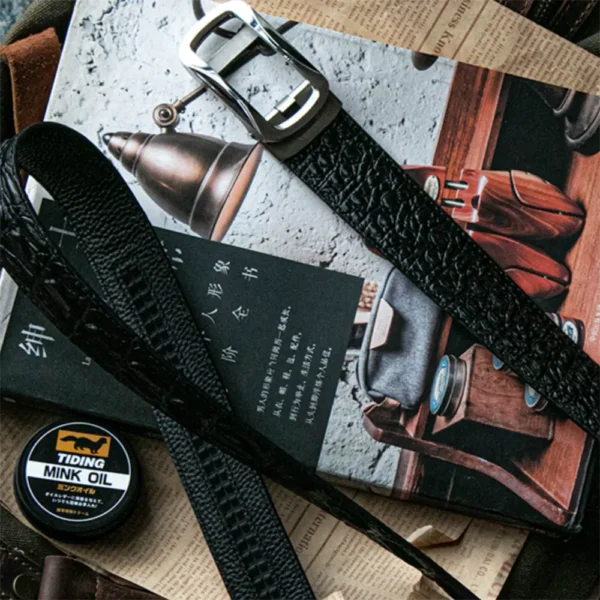 Luxury Business Full-Grain Leather Belt with Automatic Buckle