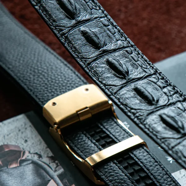 Luxury Business Full-Grain Leather Belt with Automatic Buckle