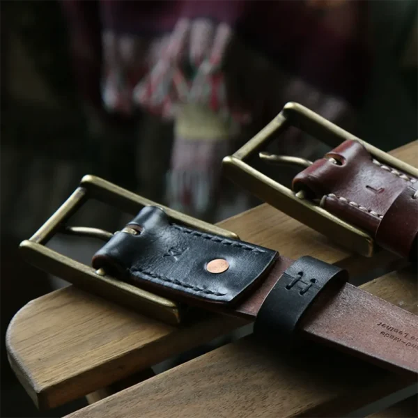 RSBE0536-z-03 Luxury Gentleman Vintage Hand-Polished Men's Leather Belt