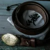 Luxury Genuine Leather Belt Handcrafted Hammered Brass Buckle