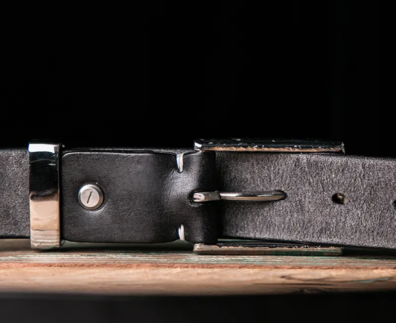 Luxury Handcrafted Full-Grain Leather Belt with Hammered Buckle